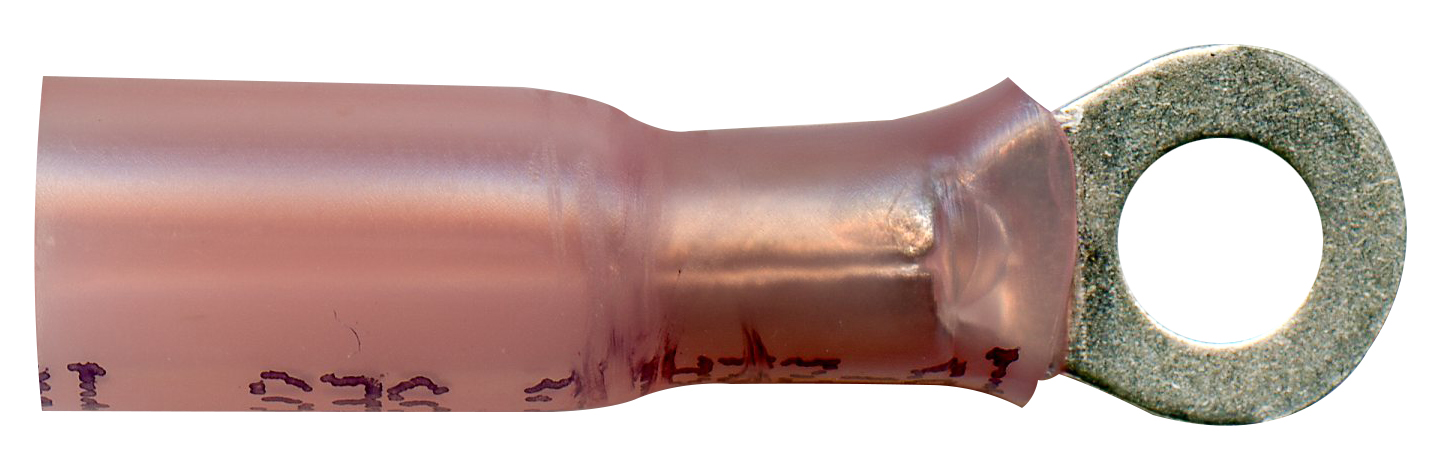 <ul><li>MasterLink&reg; Seal Crimp ring terminals provide a premium, moisture-proof "crimp and seal" solution designed to meet rigorous automotive wiring repair specifications. Featuring a brazed seam barrel, these terminals can be crimped on any side without the risk of the seam opening, ensuring a secure connection for both solid and stranded wire. The translucent, adhesive-lined polyolefin tubing is color-coded and imprinted with the wire gauge, shrinking to create a permanent environmental seal that conforms to MIL-I-23053/4 standards. UL Listed and rated for 600V at temperatures up to 221°F (105°C), these terminals offer maximum durability and electrical integrity for high-quality industrial and automotive applications.</li></ul>|